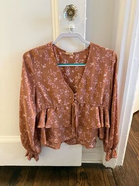 Women's Floral Peplum Tie-Front shirt